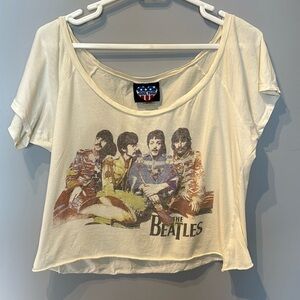 The Beatles 100% Cotton Cropped Off White T-Shirt